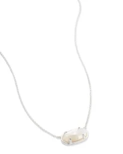 Elisa Sterling Silver Pendant Necklace In Ivory Mother-of-Pearl -Kendra Scott Jewelry Store kendra scott elisa necklace sterling silver ivory mother of pearl 02 lg