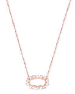 Elisa Open Frame Crystal Pendant In Rose Gold