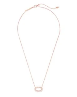 Elisa Open Frame Crystal Pendant In Rose Gold -Kendra Scott Jewelry Store kendra scott elisa open frame cz necklace rose gold white cz 01 lg