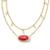 Elisa Gold Pearl Multi Strand Necklace In Bronze Veined Red And Fuchsia Magnesite -Kendra Scott Jewelry Store kendra scott elisa pearl multi strand necklace gold bronze veined pink red magnesite 00