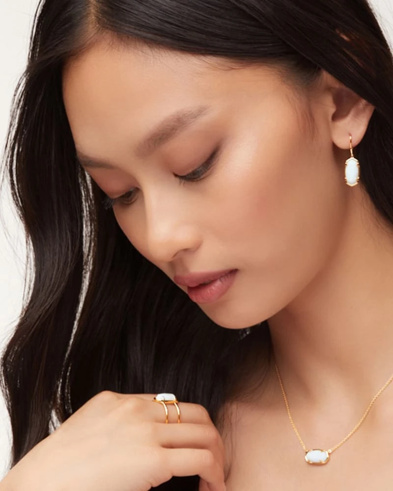 Elisa 18k Gold Vermeil Pendant Necklace In White Sterling Opal 4 Elisa 18k Gold Vermeil Pendant Necklace In White Sterling Opal - Image 2