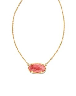 Elisa 18k Gold Vermeil Pendant Necklace In Pink Rhodochrosite