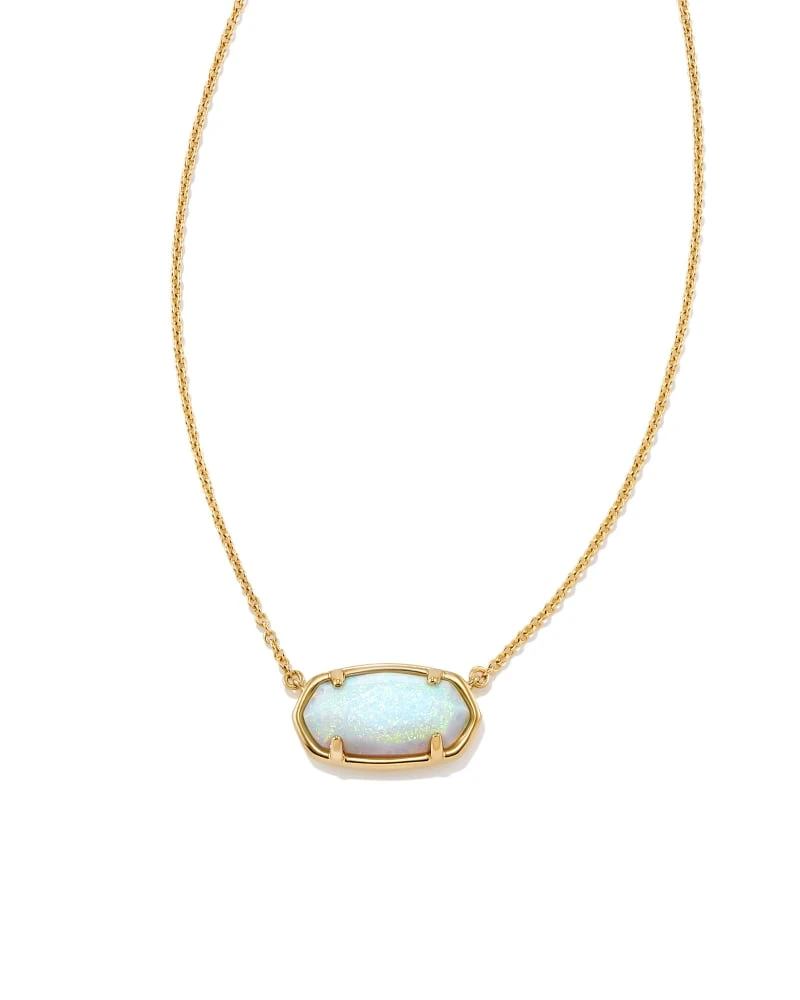 Elisa 18k Gold Vermeil Pendant Necklace In White Sterling Opal 3 Elisa 18k Gold Vermeil Pendant Necklace In White Sterling Opal