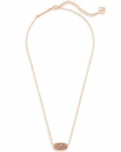 Elisa Rose Gold Pendant Necklace In Rose Gold Drusy -Kendra Scott Jewelry Store kendra scott elisa rose gold pendant necklace in rose gold drusy 01 default lg