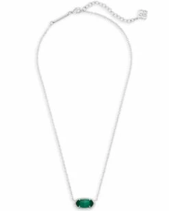 Elisa Silver Pendant Necklace In Emerald Cat's Eye -Kendra Scott Jewelry Store kendra scott elisa silver pendant necklace in emerald cats eye 01 default lg