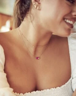 Elisa Sterling Silver Pendant Necklace In Ivory Mother-of-Pearl -Kendra Scott Jewelry Store kendra scott elisa stering gold pink quartz necklace lg lg