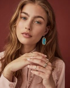 Elle Gold Drop Earrings In Abalone Shell -Kendra Scott Jewelry Store kendra scott elle earring gold bronze veined turquoise magnesite 04 lg