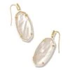 Elle Gold Enamel Framed Drop Earrings In Ivory Mix