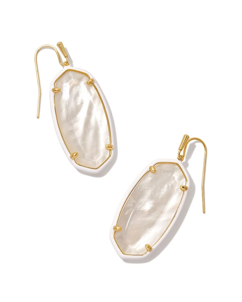 Elle Gold Enamel Framed Drop Earrings In Ivory Mix 3 Elle Gold Enamel Framed Drop Earrings In Ivory Mix