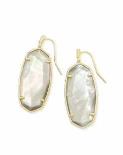 Faceted Elle Gold Drop Earrings In Gray Illusion