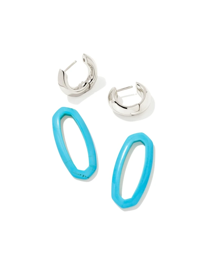 Elle Silver Convertible Link Earrings In Turquoise Magnesite 4 Elle Silver Convertible Link Earrings In Turquoise Magnesite - Image 2
