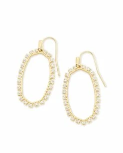Elle Open Frame Crystal Drop Earrings In Gold