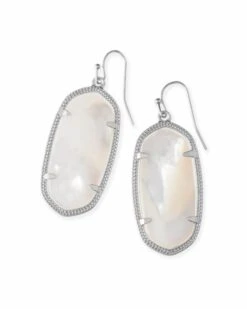 Elle Silver Drop Earrings In Ivory Mother-Of-Pearl