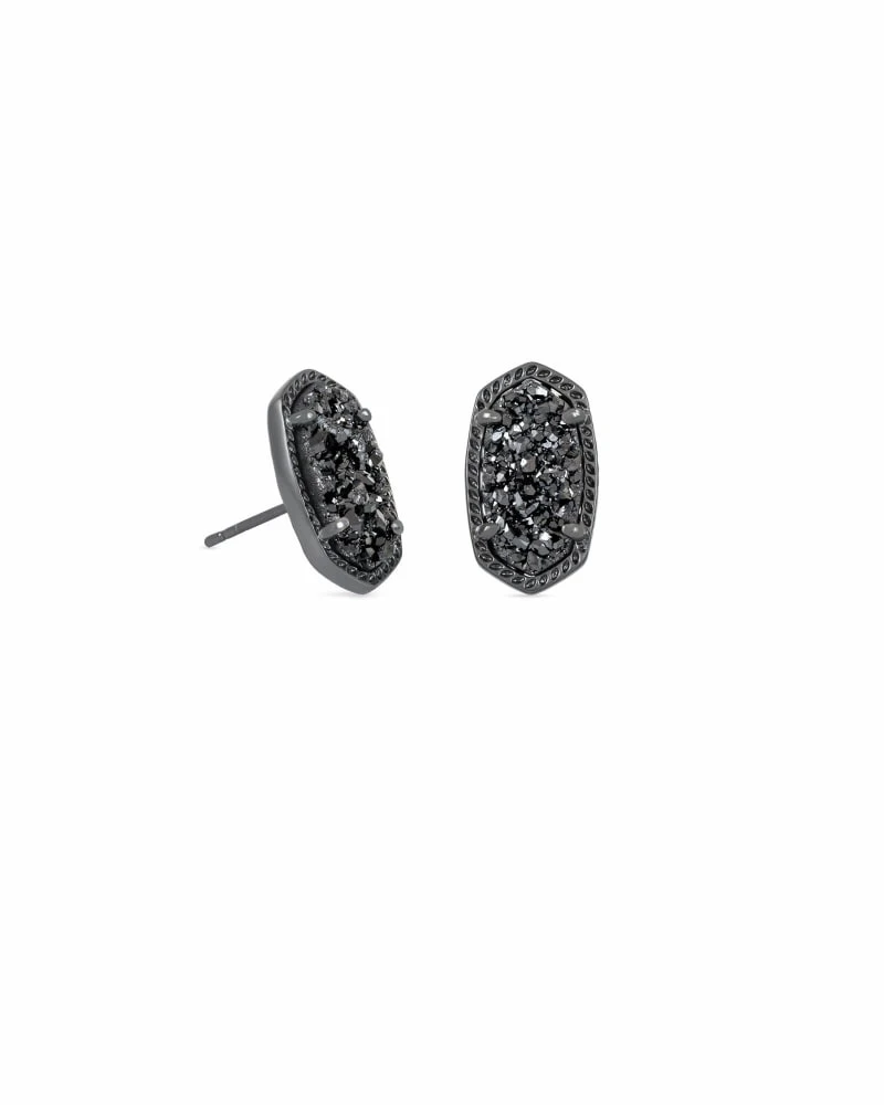 Ellie Gunmetal Stud Earrings In Black Drusy 3 Ellie Gunmetal Stud Earrings In Black Drusy