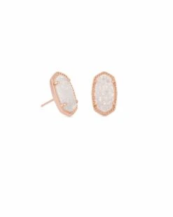 Ellie Rose Gold Stud Earrings In Iridescent Drusy