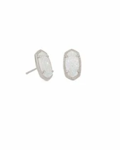 Ellie Silver Stud Earrings In Iridescent Drusy