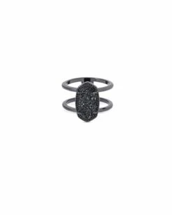 Elyse Gunmetal Ring In Black Drusy