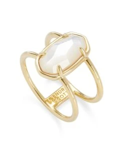 Elyse 18k Gold Vermeil Double Band Ring In Ivory Mother-of-Pearl -Kendra Scott Jewelry Store kendra scott elyse ring 18k gold vermeil ivory mother of pearl 01 lg