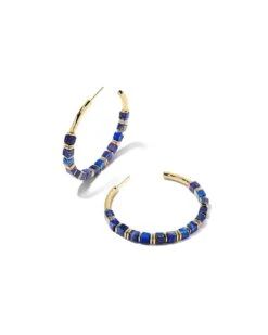 Ember Gold Hoop Earrings In Blue Lapis