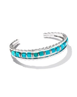 Ember Silver Triple Cuff Bracelet In Variegated Turquoise Magnesite