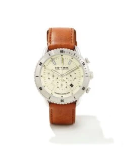 Evans Stainless Steel 44mm Chronograph Watch In Ivory