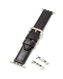 Evans Leather Watch Band In Black 7 Evans Leather Watch Band In Black -Kendra Scott Jewelry Store kendra scott evans leather watch band stainless steel black leather 01