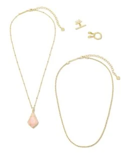 Faceted Alex Gold Convertible Necklace In Rose Quartz -Kendra Scott Jewelry Store kendra scott faceted alex convertible necklace gold rose quartz 02