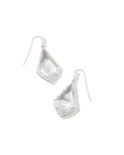 Small Faceted Alex Silver Drop Earrings In Ivory Illusion