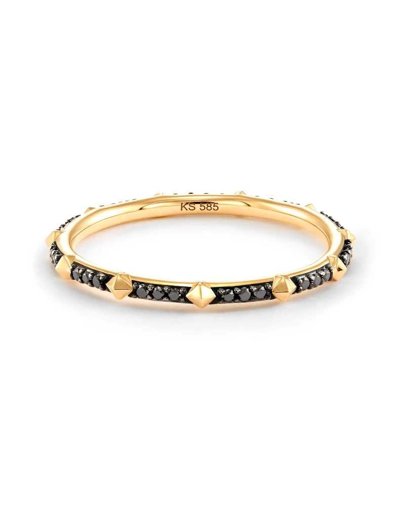 Astrid 14k Yellow Gold Band Ring In Black Diamond 3 Astrid 14k Yellow Gold Band Ring In Black Diamond