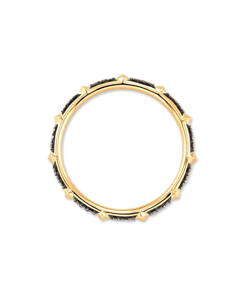 Astrid 14k Yellow Gold Band Ring In Black Diamond 4 Astrid 14k Yellow Gold Band Ring In Black Diamond - Image 2