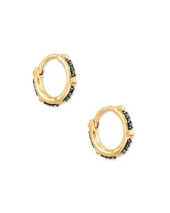 Jett 14k Yellow Gold Huggie Earrings In Black Diamond