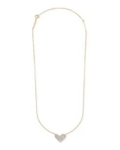 Large Heart 14k Yellow Gold Pendant Necklace In White Diamond -Kendra Scott Jewelry Store kendra scott fine lg heart pendant necklace 14k gold wt diamond 01 lg