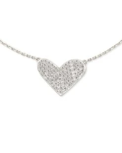 Large Heart 14k White Gold Pendant Necklace In White Diamond -Kendra Scott Jewelry Store kendra scott fine lg heart pendant necklace 14k white gold wt diamond 02 lg