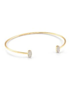 Marisa 14k Yellow Gold Cuff Bracelet In White Diamond