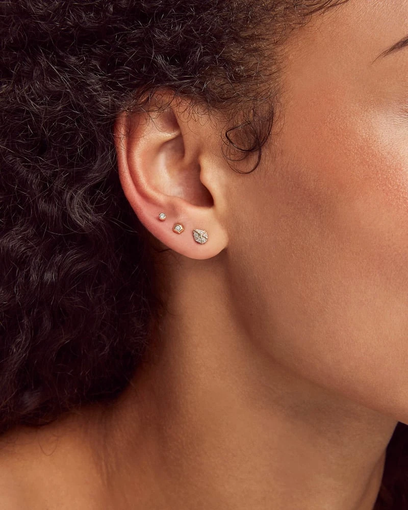 Reeve Mini 14K Yellow Gold Single Stud Earring In Turquoise 4 Reeve Mini 14K Yellow Gold Single Stud Earring In Turquoise - Image 2