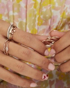 Whitney 14k Yellow Gold Band Ring In White Diamond -Kendra Scott Jewelry Store kendra scott fine whitney band ring lg