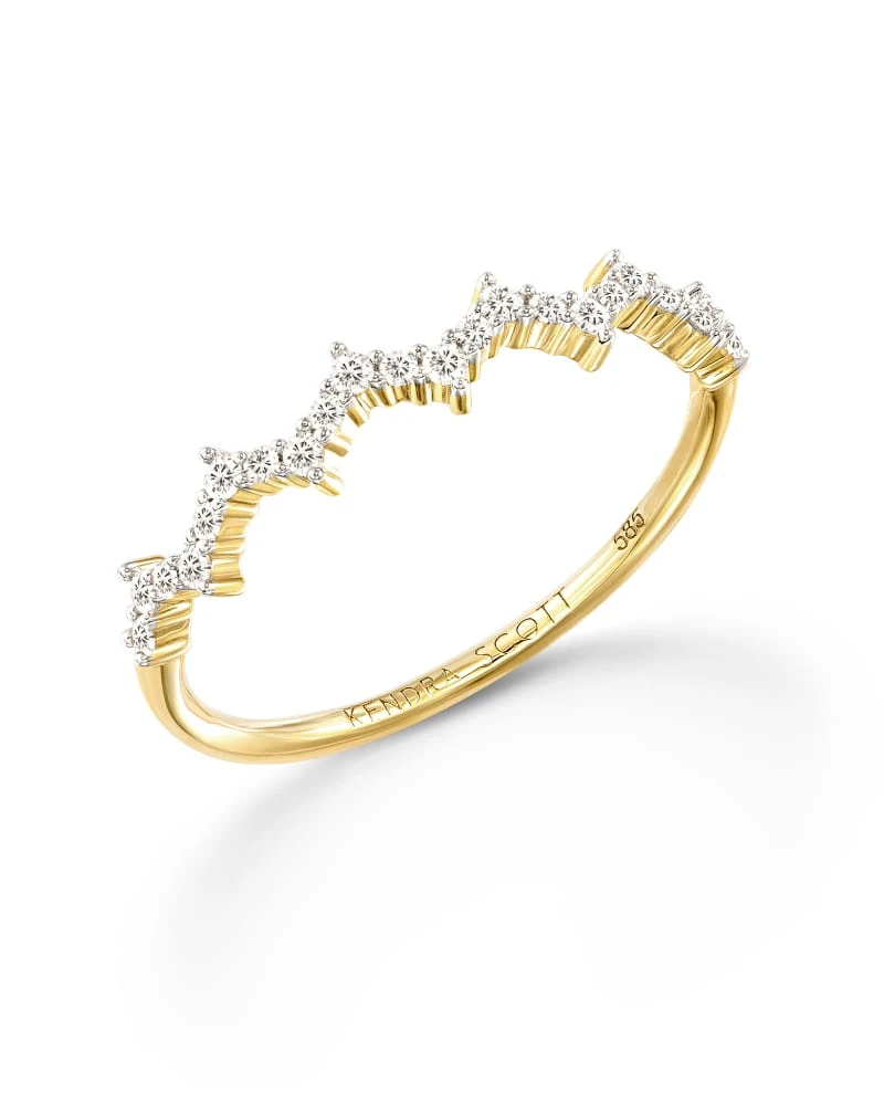 Finley 14k Yellow Gold Band Ring In White Diamond 7 Finley 14k Yellow Gold Band Ring In White Diamond - Image 5