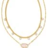 Framed Elisa Gold Multi Strand Necklace In Pink Opalite Illusion -Kendra Scott Jewelry Store kendra scott framed elisa multistrand necklace gold pink Opalite Illusion 01
