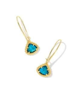 Framed Kendall Gold Wire Drop Earrings In Teal Abalone