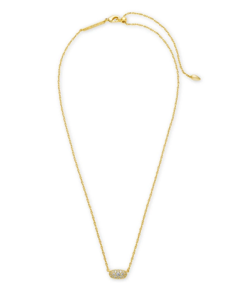 Grayson Gold Pendant Necklace In White Crystal 5 Grayson Gold Pendant Necklace In White Crystal - Image 3