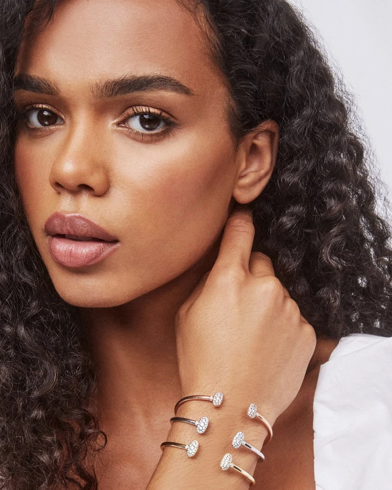 Grayson Gold Cuff Bracelet In White Crystal 4 Grayson Gold Cuff Bracelet In White Crystal - Image 2