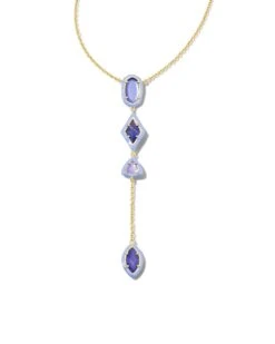 Greta Gold Y Necklace In Lavender Mix