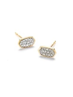 Marisa Stud Earrings In White Diamond And 14k Yellow Gold -Kendra Scott Jewelry Store kendra scott gypsy diamond stud earrings in 14k yellow gold 01 default lg