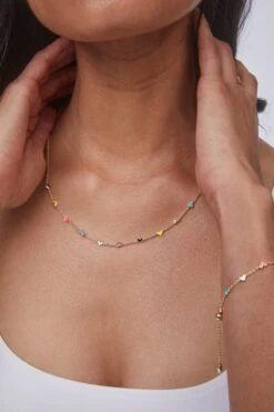 Haven Heart Gold Strand Necklace In Multi Mix -Kendra Scott Jewelry Store kendra scott haven heart gold strand necklace multi mix