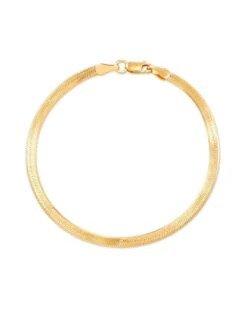 Herringbone Chain Bracelet In 18k Yellow Gold Vermeil