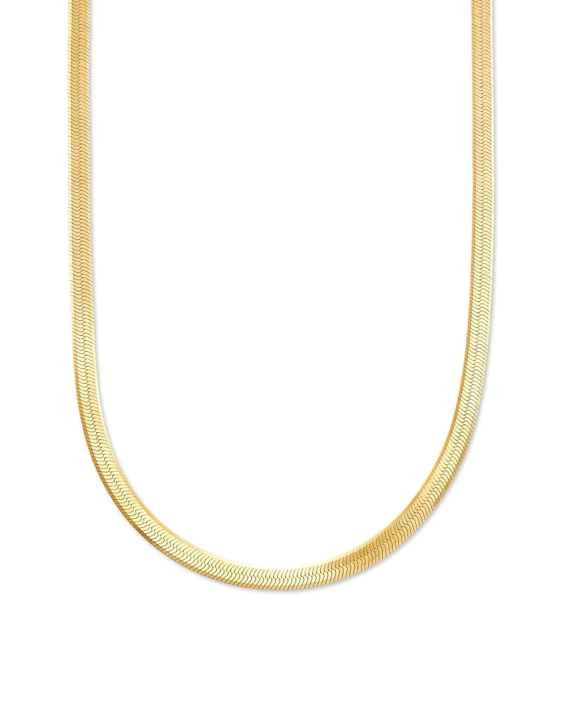 Herringbone Chain Necklace In 18k Gold Vermeil 3 Herringbone Chain Necklace In 18k Gold Vermeil