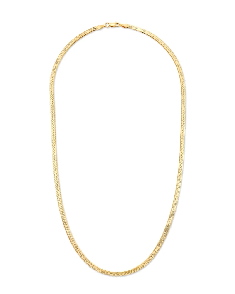 Herringbone Chain Necklace In 18k Gold Vermeil 6 Herringbone Chain Necklace In 18k Gold Vermeil - Image 4
