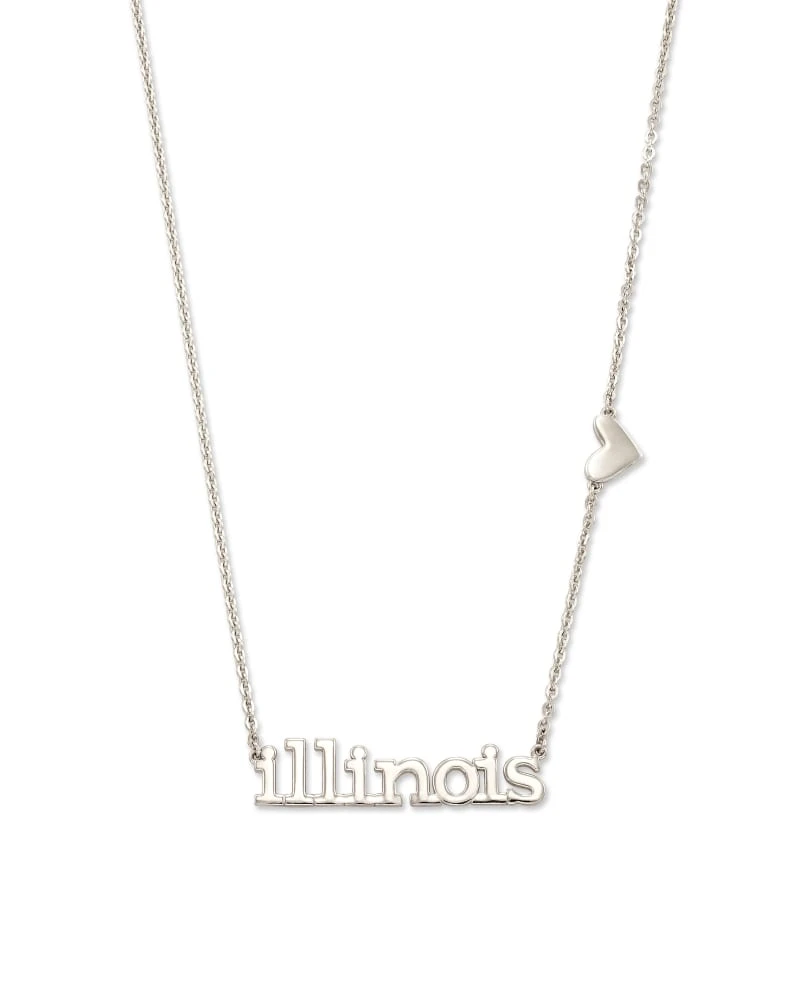 Illinois Pendant Necklace In Sterling Silver 3 Illinois Pendant Necklace In Sterling Silver