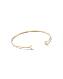 Isabella 14k Yellow Cuff Bracelet In White Diamond