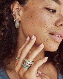 Jack Gold Hoop Earrings In Multi Crystal -Kendra Scott Jewelry Store kendra scott jack hoop earring gold multi color 02 lg